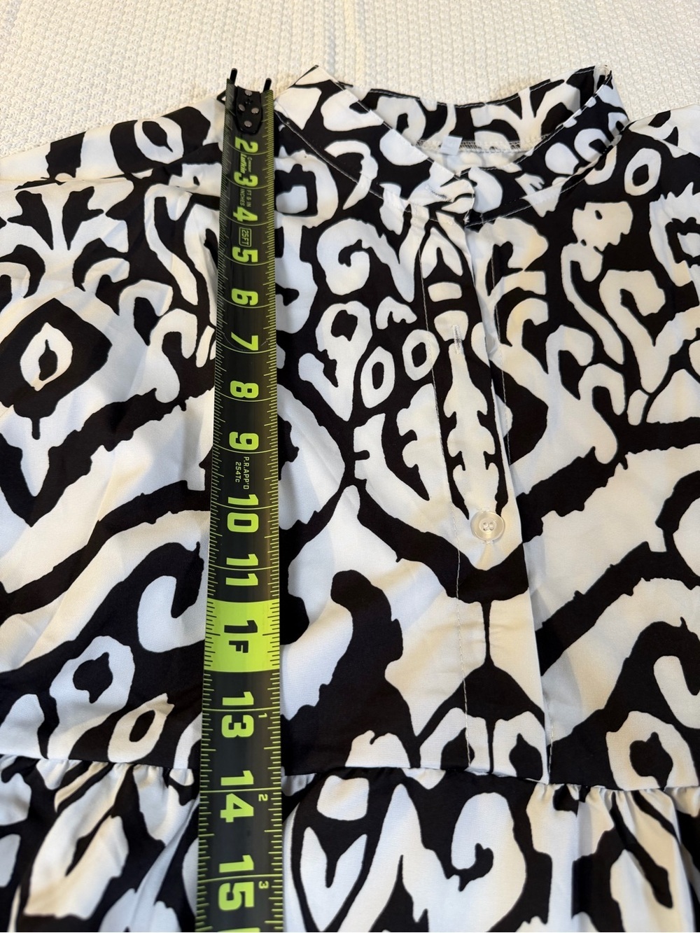 Boutique Black & White Ikat Print Tiered Mini Dress Bell Sleeve 2XL - Picture 4 of 9